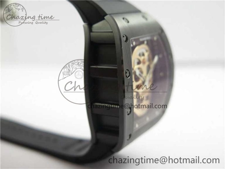 Durable RM052 Skull Black Ceramic ZF 1:1 Best Edition RG Skeleton Dial on Black Rubber Strap NH05A 9443