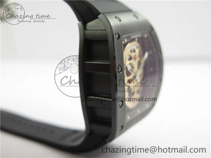 Durable RM052 Skull Black Ceramic ZF 1:1 Best Edition RG Skeleton Dial on Black Rubber Strap NH05A 9443