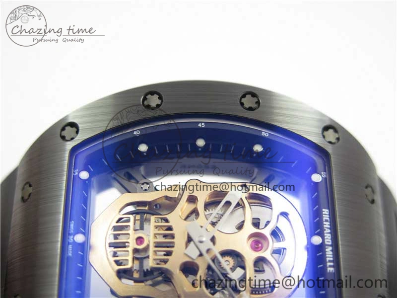 Durable RM052 Skull Black Ceramic ZF 1:1 Best Edition RG Skeleton Dial on Black Rubber Strap NH05A 9443