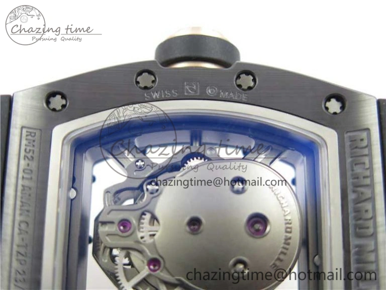 Durable RM052 Skull Black Ceramic ZF 1:1 Best Edition RG Skeleton Dial on Black Rubber Strap NH05A 9443