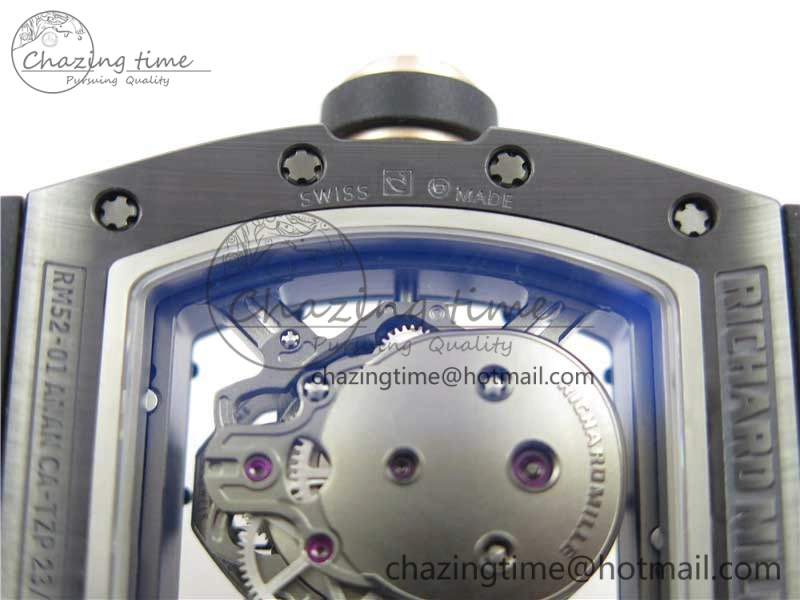 Durable RM052 Skull Black Ceramic ZF 1:1 Best Edition RG Skeleton Dial on Black Rubber Strap NH05A 9443