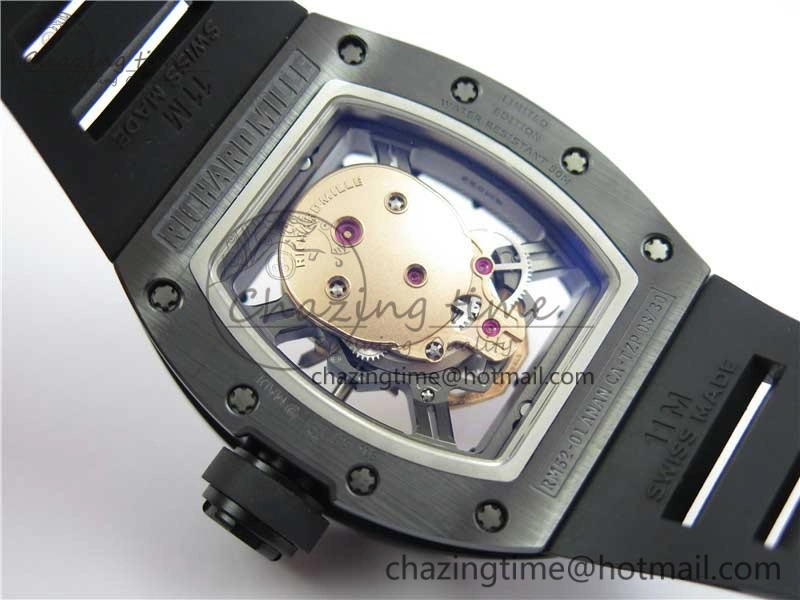 Durable RM052 Skull Black Ceramic ZF 1:1 Best Edition RG Skeleton Dial on Black Rubber Strap NH05A 9443