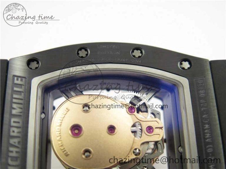 Durable RM052 Skull Black Ceramic ZF 1:1 Best Edition RG Skeleton Dial on Black Rubber Strap NH05A 9443