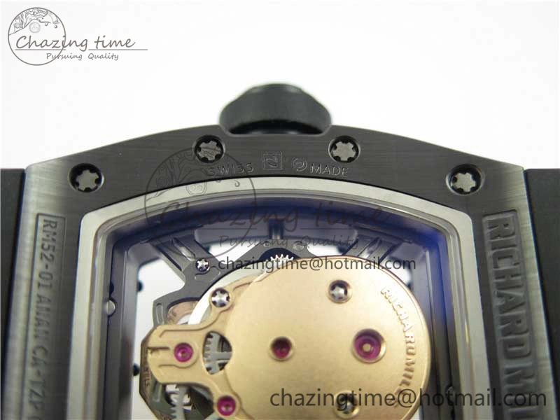 Durable RM052 Skull Black Ceramic ZF 1:1 Best Edition RG Skeleton Dial on Black Rubber Strap NH05A 9443