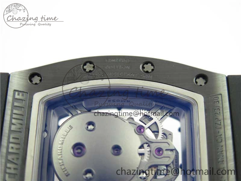 Durable RM052 Skull Black Ceramic ZF 1:1 Best Edition RG Skeleton Dial on Black Rubber Strap NH05A 9443