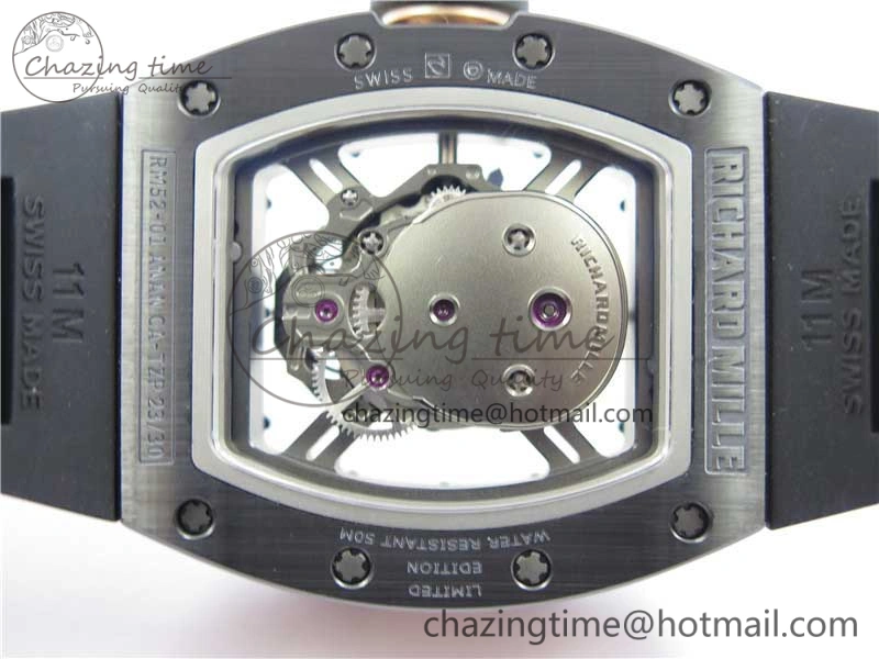 Durable RM052 Skull Black Ceramic ZF 1:1 Best Edition RG Skeleton Dial on Black Rubber Strap NH05A 9443