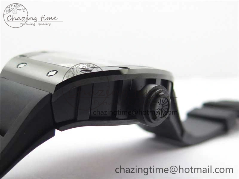 Youthful RM052 Skull Brushed Black Ceramic Real Tourbillon JBF 1:1 Best Edition RG Skull Dial on Black Rubber Strap 9406