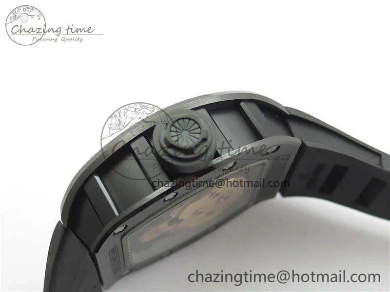 Youthful RM052 Skull Brushed Black Ceramic Real Tourbillon JBF 1:1 Best Edition RG Skull Dial on Black Rubber Strap 9406