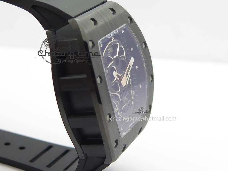 Reliable RM052 Skull Ceramic Black Inner Bezel Skeleton Dial On Black Rubber Strap MIYOTA8215 KVF 9574
