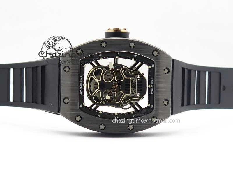 Reliable RM052 Skull Ceramic Black Inner Bezel Skeleton Dial On Black Rubber Strap MIYOTA8215 KVF 9574