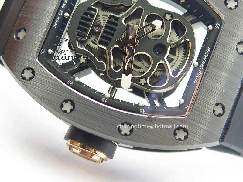 Reliable RM052 Skull Ceramic Black Inner Bezel Skeleton Dial On Black Rubber Strap MIYOTA8215 KVF 9574