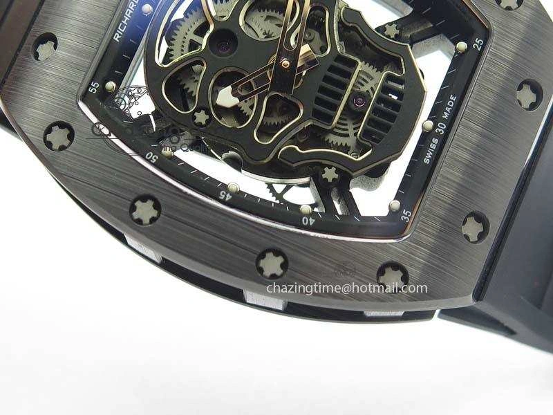 Reliable RM052 Skull Ceramic Black Inner Bezel Skeleton Dial On Black Rubber Strap MIYOTA8215 KVF 9574