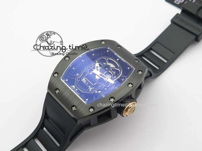 Reliable RM052 Skull Ceramic Black Inner Bezel Skeleton Dial On Black Rubber Strap MIYOTA8215 KVF 9574