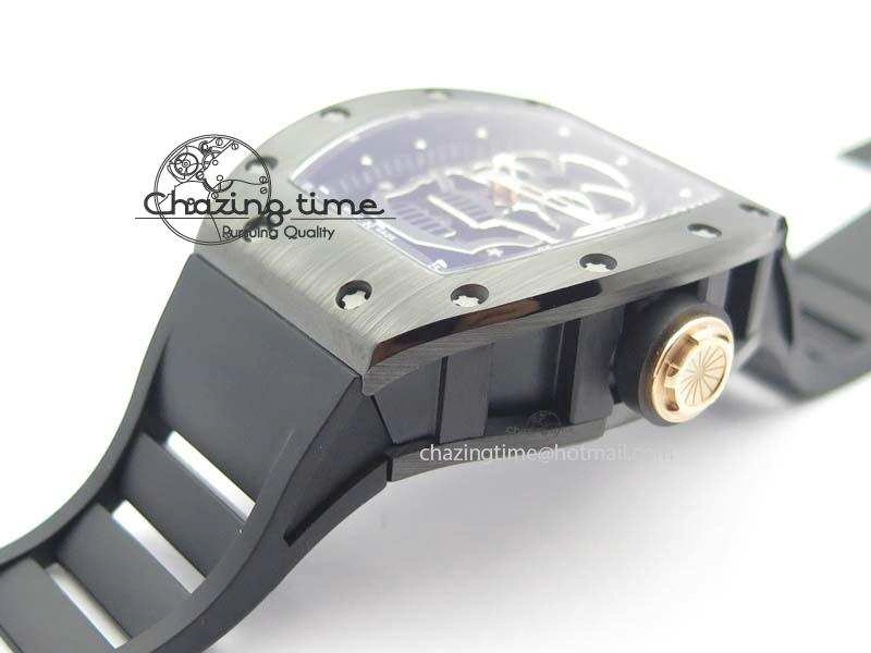 Reliable RM052 Skull Ceramic Black Inner Bezel Skeleton Dial On Black Rubber Strap MIYOTA8215 KVF 9574