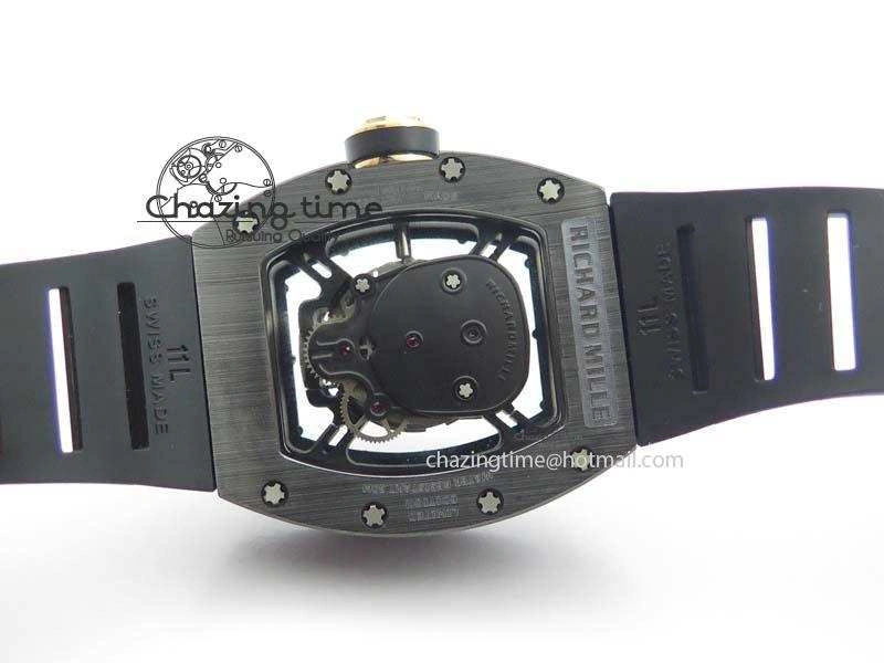 Reliable RM052 Skull Ceramic Black Inner Bezel Skeleton Dial On Black Rubber Strap MIYOTA8215 KVF 9574