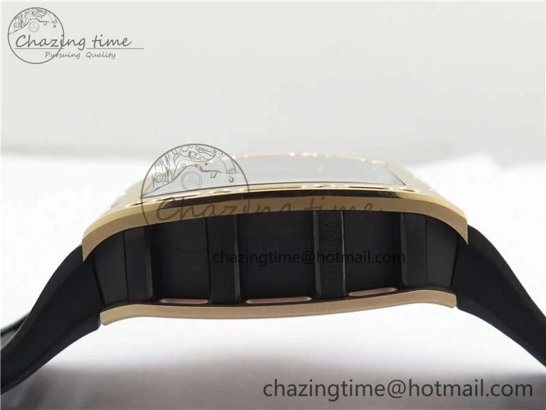 Packable RM052 Skull RG Real Tourbillon JBF 1:1 Best Edition Black Skull Dial on Black Rubber Strap 9405