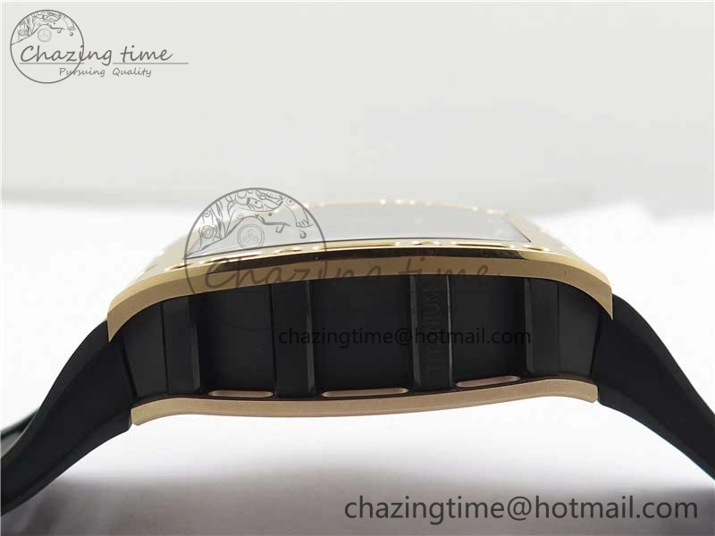 Packable RM052 Skull RG Real Tourbillon JBF 1:1 Best Edition Black Skull Dial on Black Rubber Strap 9405