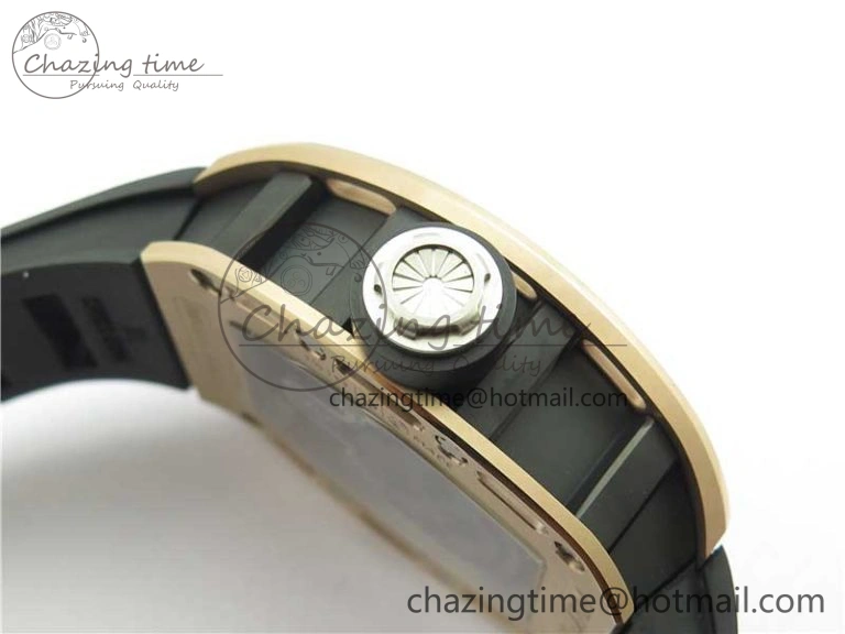 Packable RM052 Skull RG Real Tourbillon JBF 1:1 Best Edition Black Skull Dial on Black Rubber Strap 9405