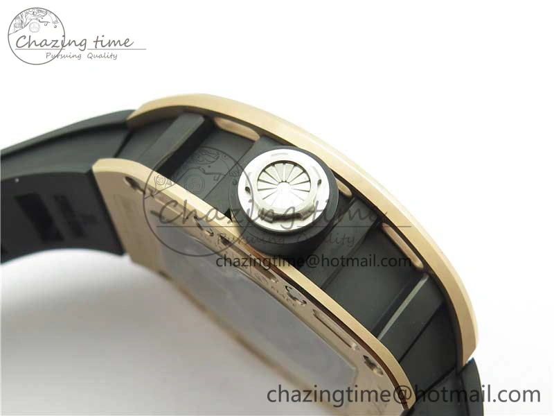 Packable RM052 Skull RG Real Tourbillon JBF 1:1 Best Edition Black Skull Dial on Black Rubber Strap 9405