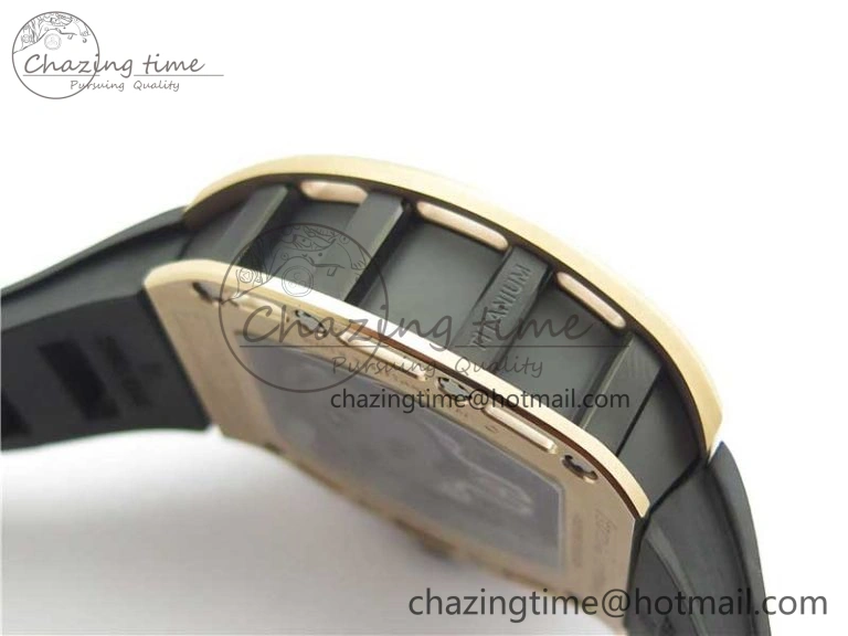 Packable RM052 Skull RG Real Tourbillon JBF 1:1 Best Edition Black Skull Dial on Black Rubber Strap 9405