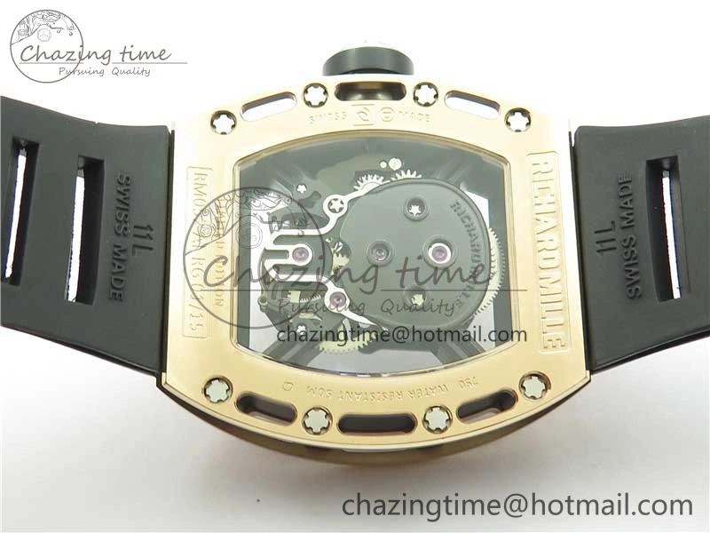 Packable RM052 Skull RG Real Tourbillon JBF 1:1 Best Edition Black Skull Dial on Black Rubber Strap 9405