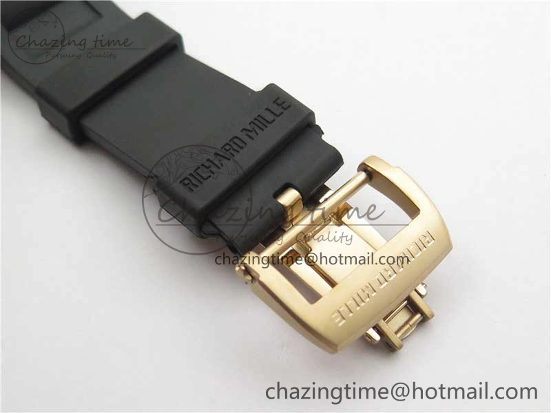 Packable RM052 Skull RG Real Tourbillon JBF 1:1 Best Edition Black Skull Dial on Black Rubber Strap 9405