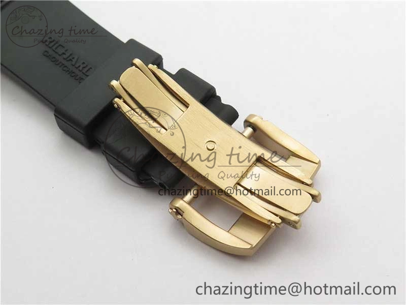 Packable RM052 Skull RG Real Tourbillon JBF 1:1 Best Edition Black Skull Dial on Black Rubber Strap 9405