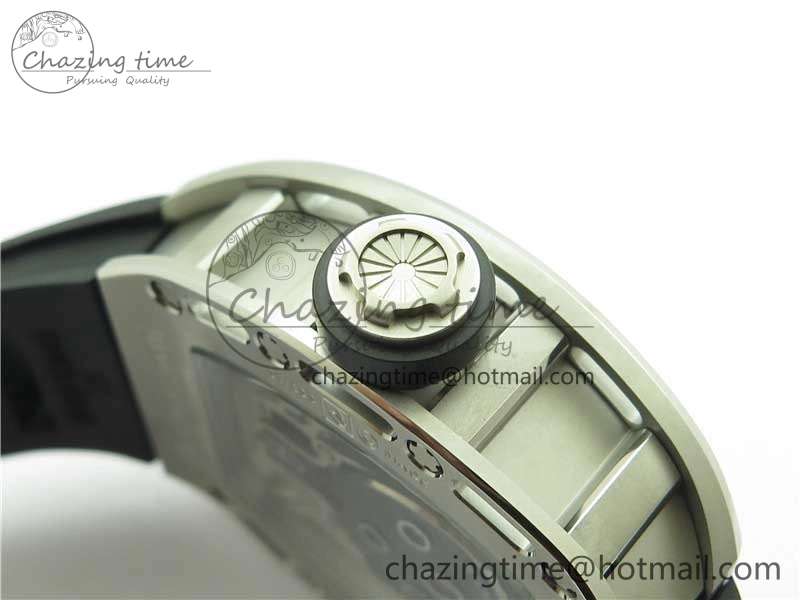 RM052 Skull Titanium Real Tourbillon JBF 1:1 Best Edition Skull Dial on Black Rubber Strap Thermal 9403