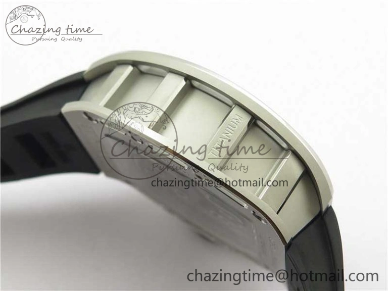 RM052 Skull Titanium Real Tourbillon JBF 1:1 Best Edition Skull Dial on Black Rubber Strap Thermal 9403