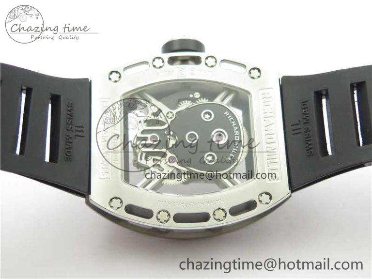 RM052 Skull Titanium Real Tourbillon JBF 1:1 Best Edition Skull Dial on Black Rubber Strap Thermal 9403