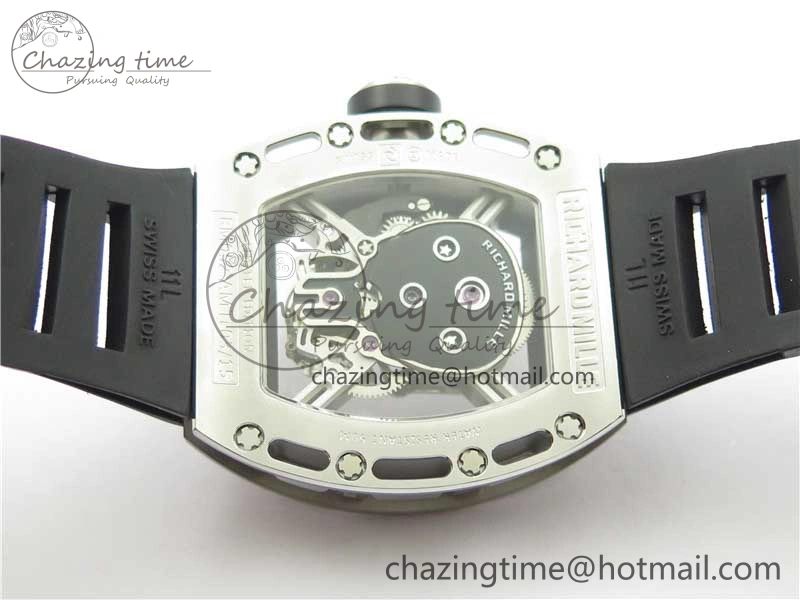 RM052 Skull Titanium Real Tourbillon JBF 1:1 Best Edition Skull Dial on Black Rubber Strap Thermal 9403