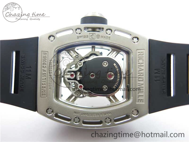 Cozy RM052 Skull Titanium ZF 1:1 Best Edition Skeleton Dial on Black Rubber Strap NH05A 9445