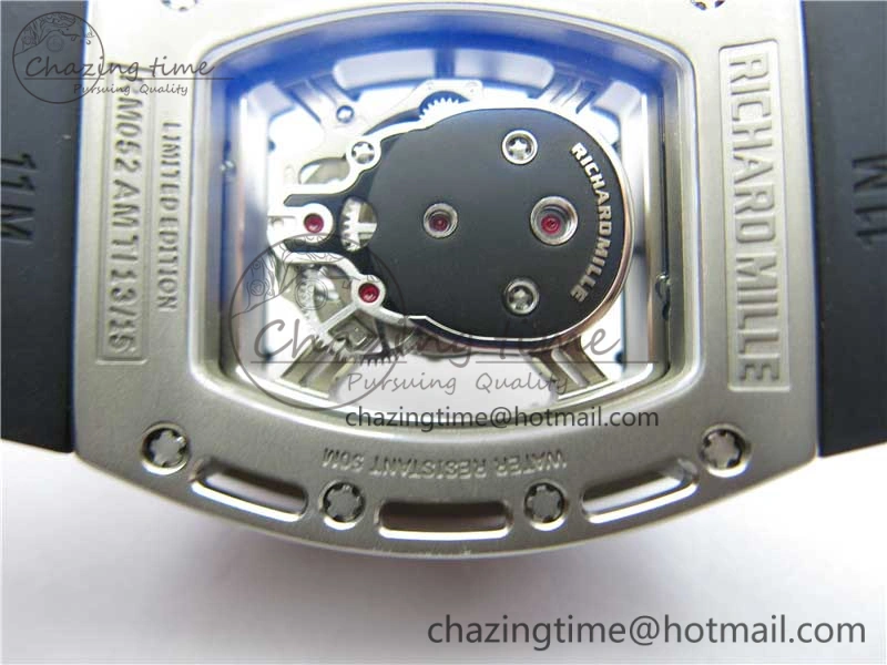 Cozy RM052 Skull Titanium ZF 1:1 Best Edition Skeleton Dial on Black Rubber Strap NH05A 9445