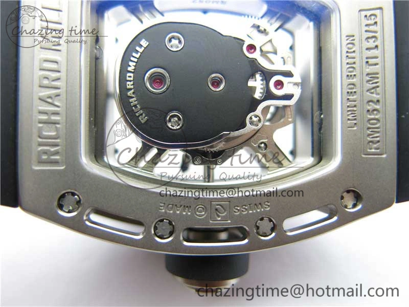 Cozy RM052 Skull Titanium ZF 1:1 Best Edition Skeleton Dial on Black Rubber Strap NH05A 9445