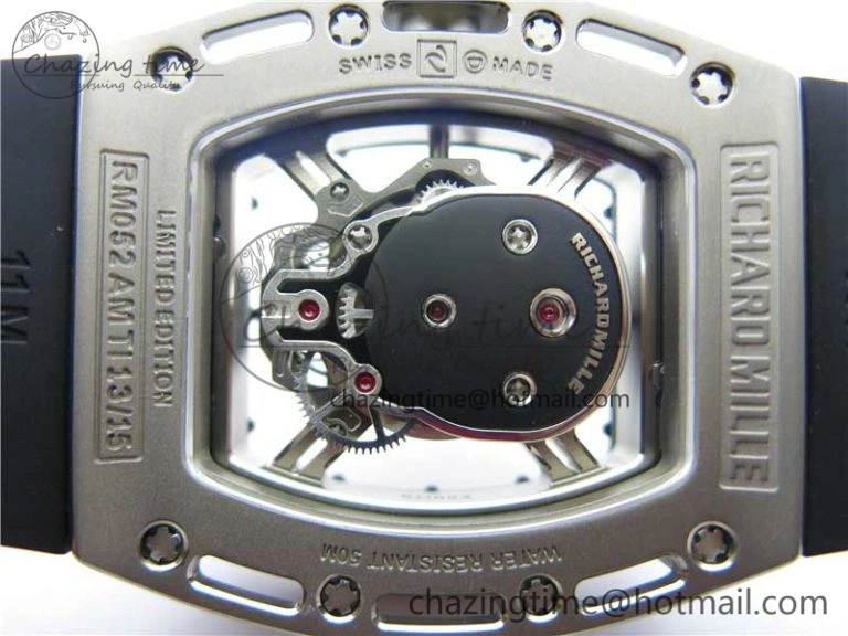 Cozy RM052 Skull Titanium ZF 1:1 Best Edition Skeleton Dial on Black Rubber Strap NH05A 9445