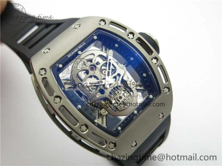 Cozy RM052 Skull Titanium ZF 1:1 Best Edition Skeleton Dial on Black Rubber Strap NH05A 9445