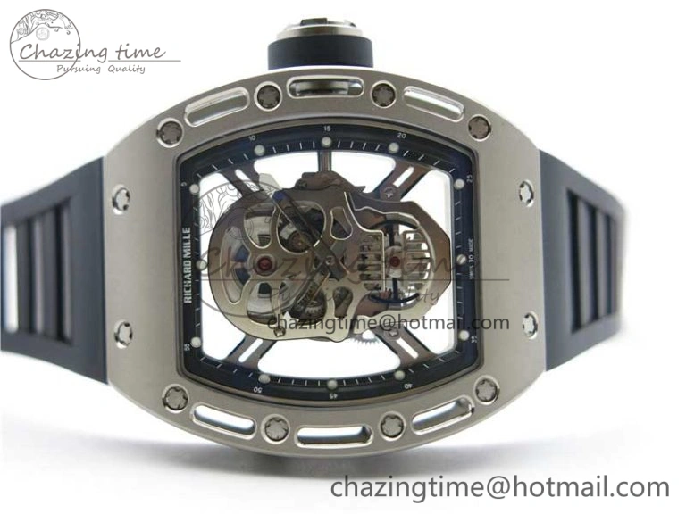 Cozy RM052 Skull Titanium ZF 1:1 Best Edition Skeleton Dial on Black Rubber Strap NH05A 9445