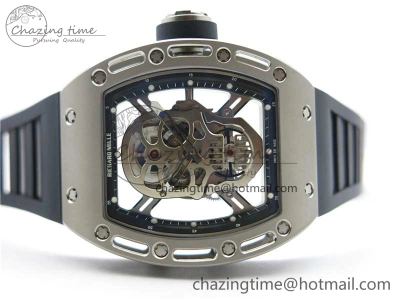 Cozy RM052 Skull Titanium ZF 1:1 Best Edition Skeleton Dial on Black Rubber Strap NH05A 9445