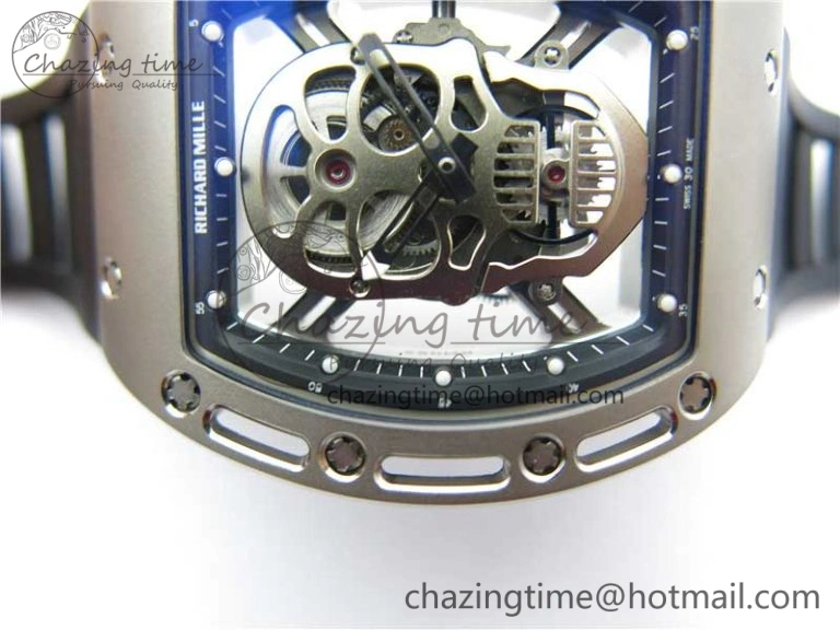 Cozy RM052 Skull Titanium ZF 1:1 Best Edition Skeleton Dial on Black Rubber Strap NH05A 9445