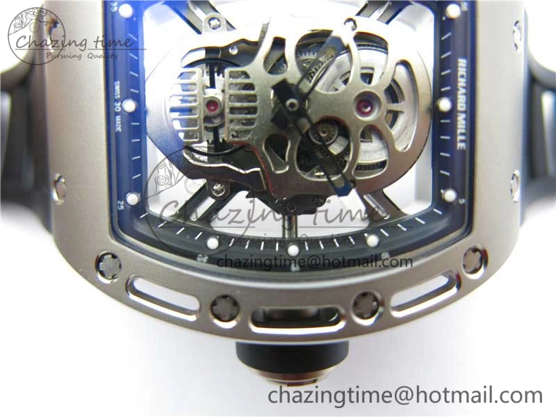 Cozy RM052 Skull Titanium ZF 1:1 Best Edition Skeleton Dial on Black Rubber Strap NH05A 9445