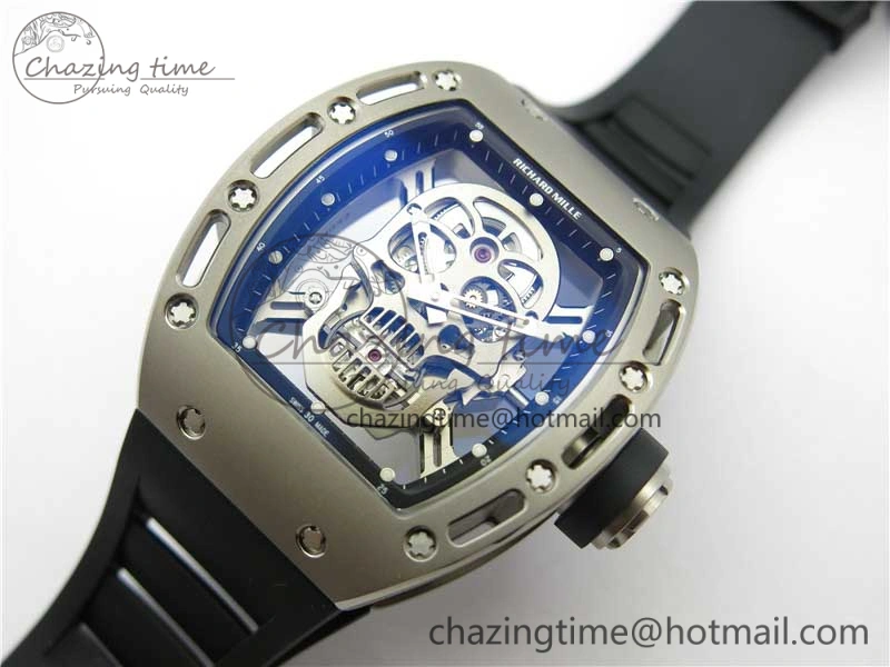 Cozy RM052 Skull Titanium ZF 1:1 Best Edition Skeleton Dial on Black Rubber Strap NH05A 9445