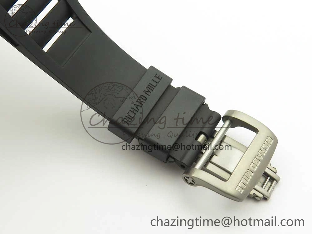 Casual RM052 Titanium Real Tourbillon EURF Best Edition Skeleton Skull Dial on Black Rubber Strap 9459