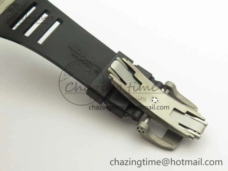 Casual RM052 Titanium Real Tourbillon EURF Best Edition Skeleton Skull Dial on Black Rubber Strap 9459