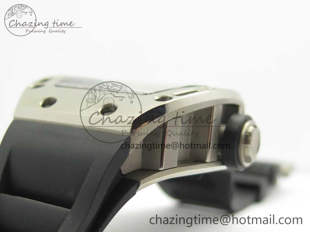 Casual RM052 Titanium Real Tourbillon EURF Best Edition Skeleton Skull Dial on Black Rubber Strap 9459