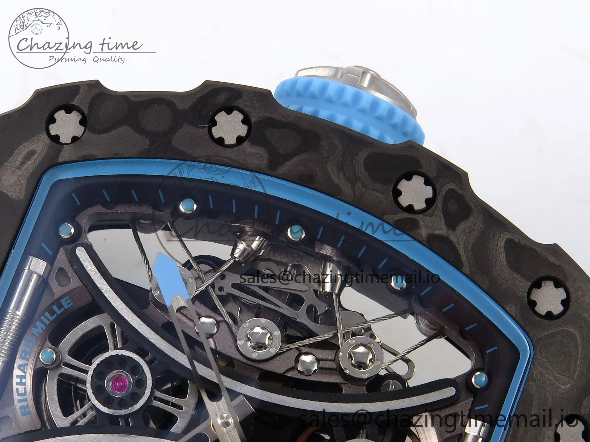 Elegant RM053-01 Real Forge Carbon JBF Best Edition Skeleton Dial on Black Rubber Strap Asian Movement 9256