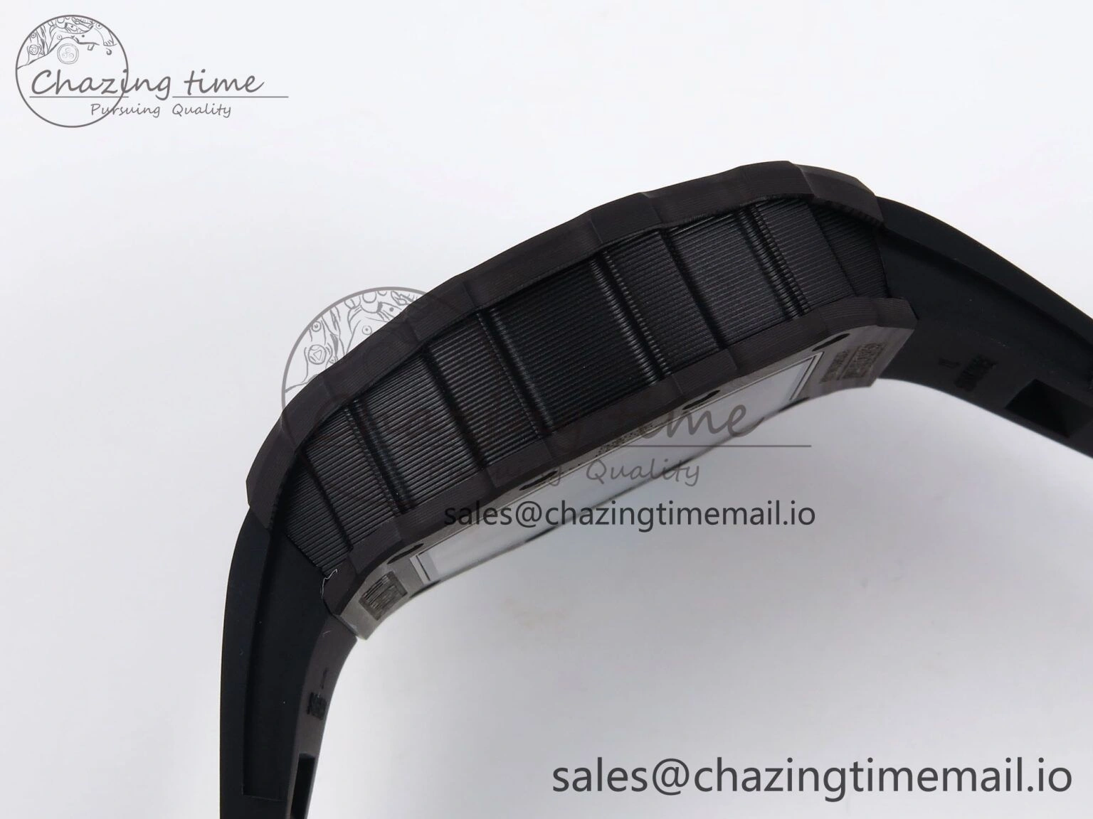 Elegant RM053-01 Real Forge Carbon JBF Best Edition Skeleton Dial on Black Rubber Strap Asian Movement 9256