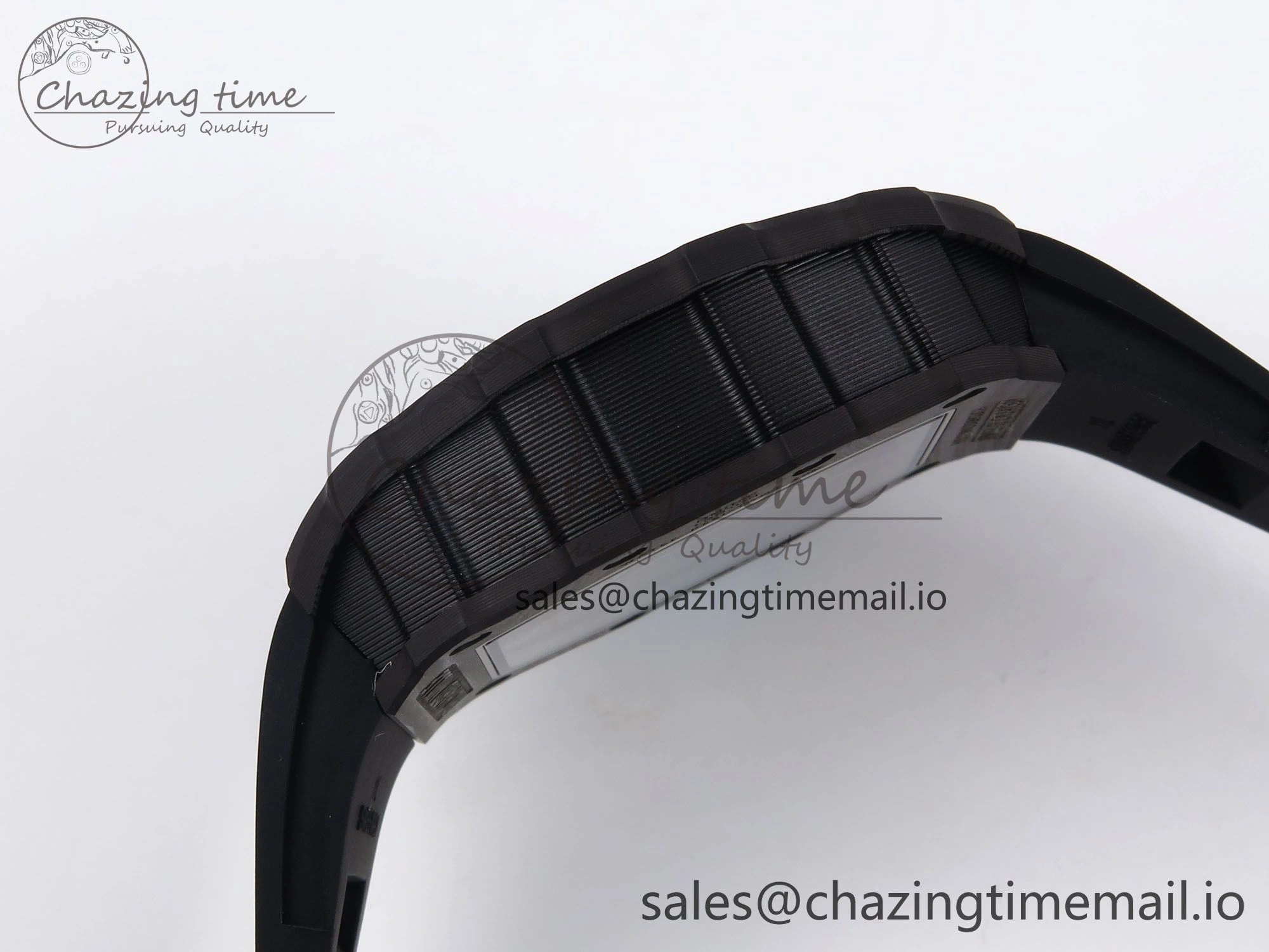 Elegant RM053-01 Real Forge Carbon JBF Best Edition Skeleton Dial on Black Rubber Strap Asian Movement 9256