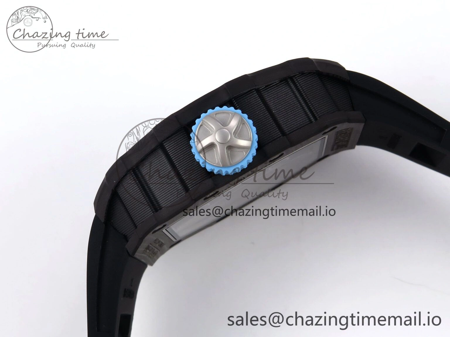 Elegant RM053-01 Real Forge Carbon JBF Best Edition Skeleton Dial on Black Rubber Strap Asian Movement 9256