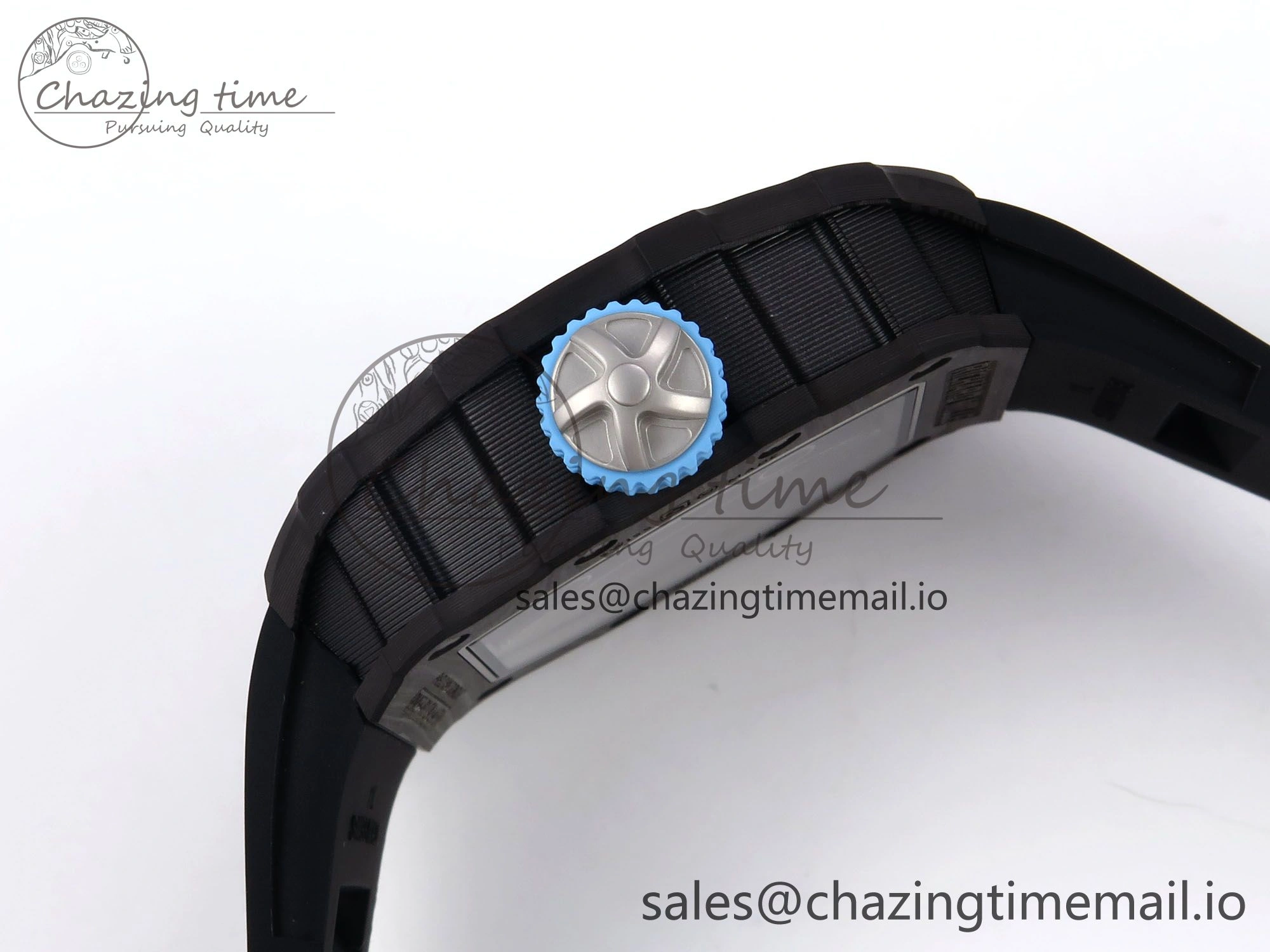 Elegant RM053-01 Real Forge Carbon JBF Best Edition Skeleton Dial on Black Rubber Strap Asian Movement 9256