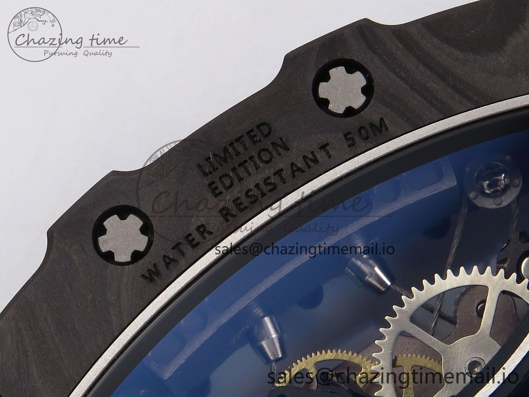 Elegant RM053-01 Real Forge Carbon JBF Best Edition Skeleton Dial on Black Rubber Strap Asian Movement 9256